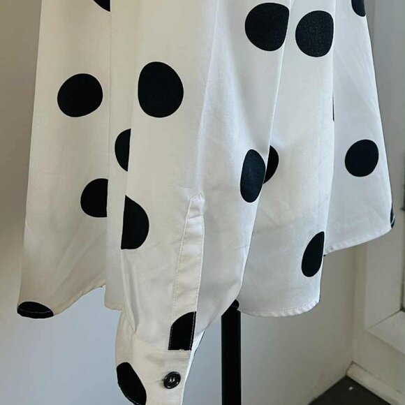 Karl Lagerfeld Paris White Polka Dot Button Shirt with Roll Tabs – US XL - Picture 6 of 11